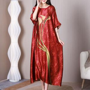 Morning Glory Silk Caftan Dress High-Quality Concert Dress