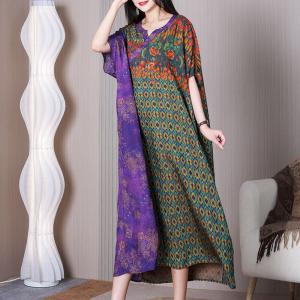 Geometrical Pattern Colorful Dress Loose Cozy Travel Outfits