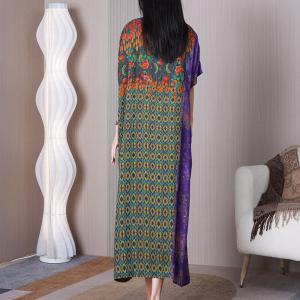 Geometrical Pattern Colorful Dress Loose Cozy Travel Outfits