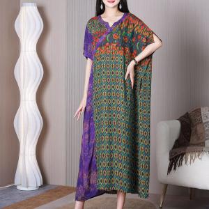 Geometrical Pattern Colorful Dress Loose Cozy Travel Outfits