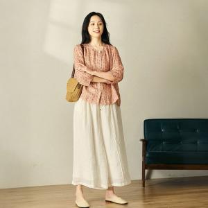 Organic Ramie Wide Leg Pants Cozy High Rise Trousers