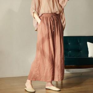 Organic Ramie Wide Leg Pants Cozy High Rise Trousers