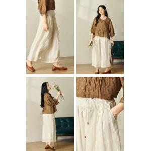 Organic Ramie Wide Leg Pants Cozy High Rise Trousers