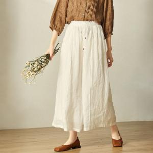 Organic Ramie Wide Leg Pants Cozy High Rise Trousers