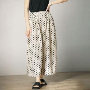 Classic Polka Dot Trousers Ladies Large Cotton Linen Pants