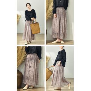 Boho Chic Floral Skirt Ramie Travel Maxi Skirt