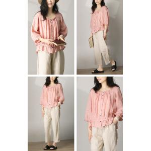 Baby Pink Wrap Blouse Ramie Drawstring Blouse