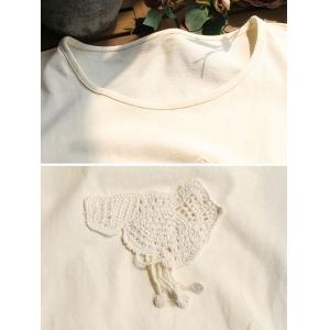 Crochet Lace Patchwork Apricot T-shirt Cotton Casual Tee