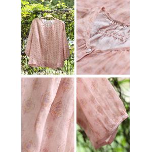 Dusty Pink Floral Blouse Ramie Organic Shirt