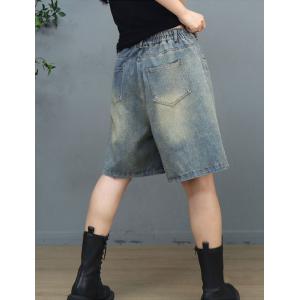 Stone Wash High Rise Jorts Straight Leg Bermuda Jorts