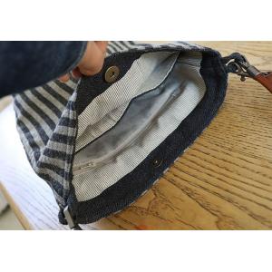 Gray Vertical Striped Bucket Bag Casual Cotton Linen Bag