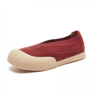 Square Toe Cozy Leather Flats Slip-On Student Platform Shoes