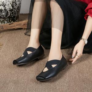 Front Cross Leather Ballet Shoes Cozy Shallow Sandals