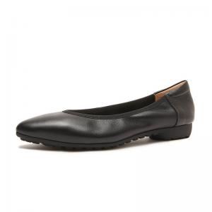 Solid Color Pointed Toe Flats Cowhide Shallow Office Footwear