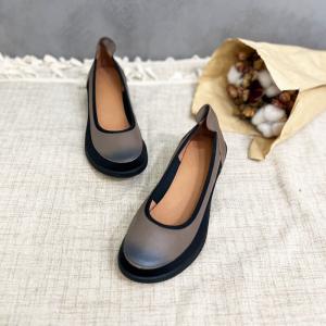 Business Casual Chunky Heels Loafers Round Toe Slip-On