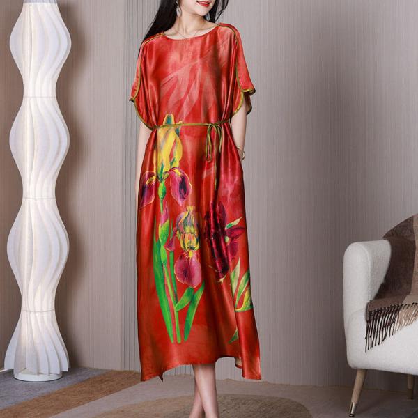 Heavy Silk Printed Tied Dress Modest Office Dress