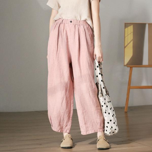 Relax-Fit Baby Pink Trousers Straight Legs Pink Pants