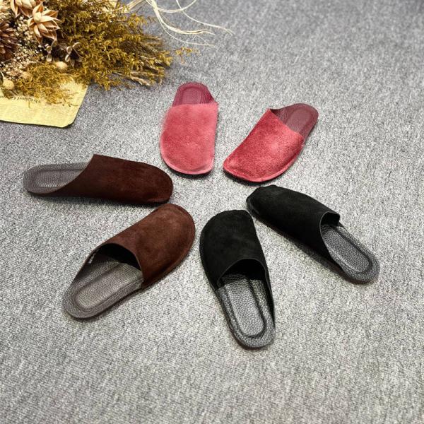 Leather Suede Slippers Womens Summer Flats