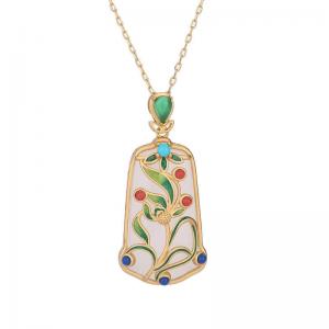 Colorful Enamel Traditional Lucky Pendant Necklace