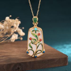 Colorful Enamel Traditional Lucky Pendant Necklace