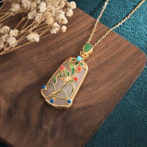 Colorful Enamel Traditional Lucky Pendant Necklace