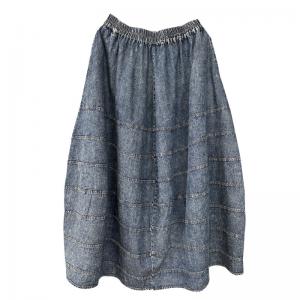 Maxi Stone Wash Skirt Summer Plus Size Jean Skirt