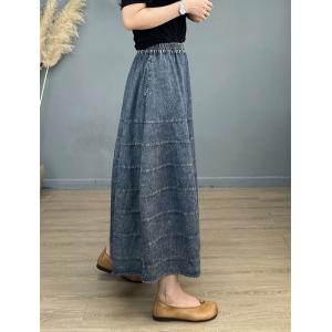 Maxi Stone Wash Skirt Summer Plus Size Jean Skirt