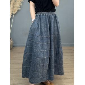 Maxi Stone Wash Skirt Summer Plus Size Jean Skirt