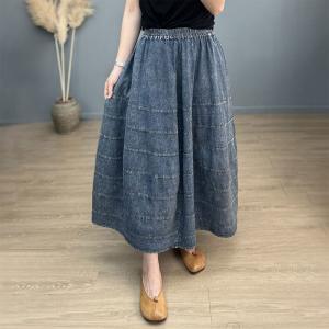 Maxi Stone Wash Skirt Summer Plus Size Jean Skirt