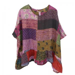 Crew Neck Colorful Blouse Cozy Flouncing Blouse