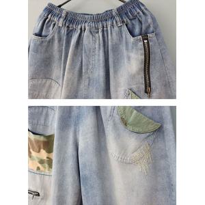 Camo Pocket Light Wash Jeans Casual Baggy Jeans