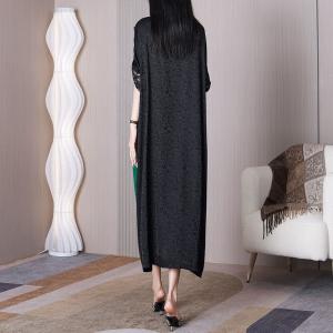 Green and Black Elegant Dress Heavy Silk Modest Dress