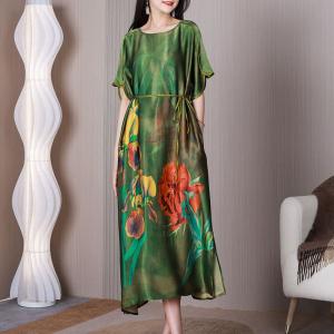 Heavy Silk Printed Tied Dress Modest Office Dress