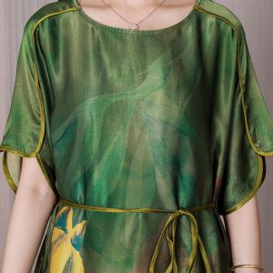 Heavy Silk Printed Tied Dress Modest Office Dress