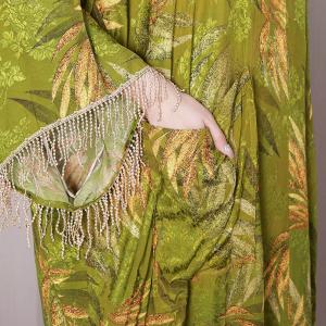 Plus Size Tropical Tassel Cover Up V-Neck Printed Fringed Dress