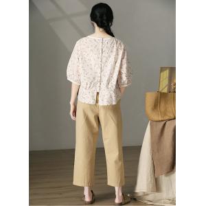 Square Neck Floral Blouse Lade Edges Cotton Ladies Shirt