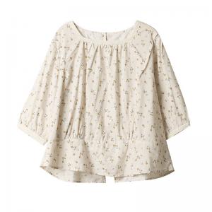 Square Neck Floral Blouse Lade Edges Cotton Ladies Shirt