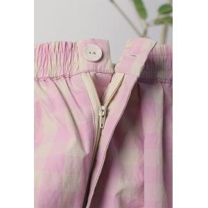 Pastel Pink Gingham Pants Cotton Straight Leg Trousers