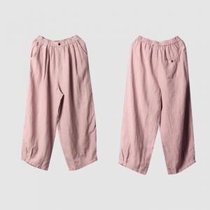 Relax-Fit Baby Pink Trousers Straight Legs Pink Pants