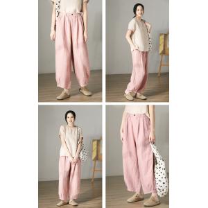 Relax-Fit Baby Pink Trousers Straight Legs Pink Pants