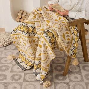 Tassel Pendant Bohemian Blanket Geometric Patterns Knit Throw