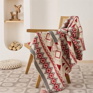 Tassel Pendant Bohemian Blanket Geometric Patterns Knit Throw