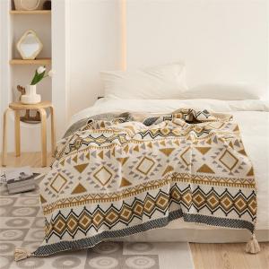 Tassel Pendant Bohemian Blanket Geometric Patterns Knit Throw