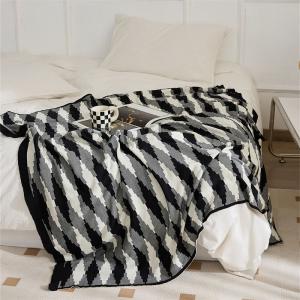 Casual Cozy Cotton Throw Knitted Geometric Blanket