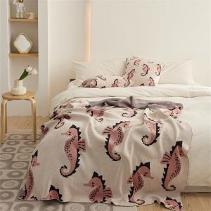 Cartoon Seahorses Cotton Children Blanket