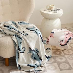 Cartoon Seahorses Cotton Children Blanket