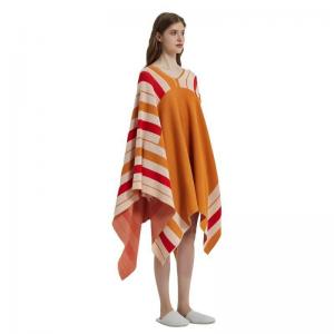 Colorful Striped Knitting Home Cape Plus Size Blanket Poncho