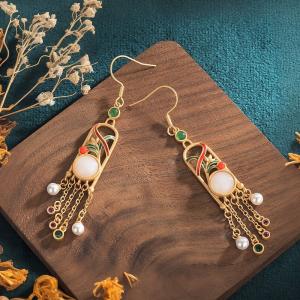 Long Tassel Qipao Earring Colorful Beading Earrings