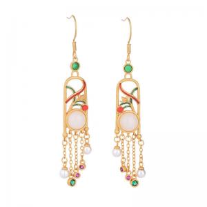 Long Tassel Qipao Earring Colorful Beading Earrings