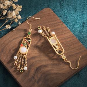 Long Tassel Qipao Earring Colorful Beading Earrings